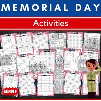 Preview of Printable Memorial Day Quotes Coloring Pages & Games - Fun Activities BUNDLE