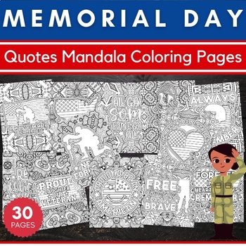 Preview of Printable Memorial Day Quotes Mandala Coloring Pages - Fun May Activities