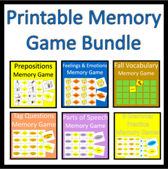 printable memory games bundle by the esl educator tpt