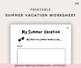 Printable "My Summer Vacation" Journal | Back to School, C