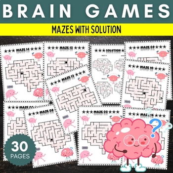 Preview of Mental health awareness Mazes Puzzles With Solution - Fun Brain Games Activities