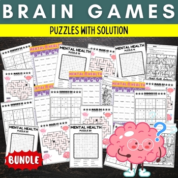 Preview of Mental health awareness Puzzles With Solution - Fun May Brain Games Activities