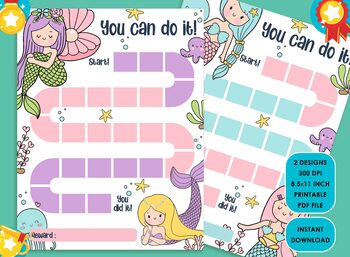 Preview of Printable Mermaid Reward Chart for Kids, a Way of Guiding Children Towards...