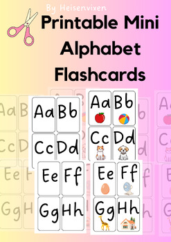 Preview of Printable Mini Alphabet Flashcards (with photos and without)