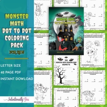 Printable Monster Themed Dot To Dot Coloring Pages For Kids Math Coloring Book