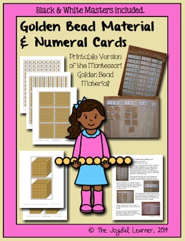 Preview of Printable Montessori Golden Bead Material and Numeral Cards