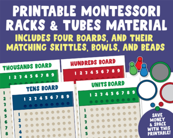 Preview of Printable Racks and Tubes Montessori Long Division Material | Test Tube Division