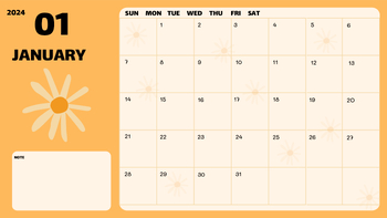 Preview of Printable Monthly Calendar | January  2024