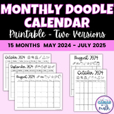 Printable Monthly Coloring Calendars with Doodles BUNDLE