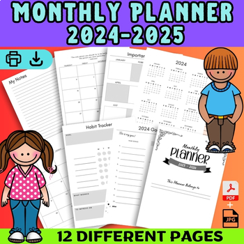 Preview of Printable Monthly Planner 2024-2025