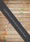 Printable Months of the Year Calendar Top (Wooden Themed)