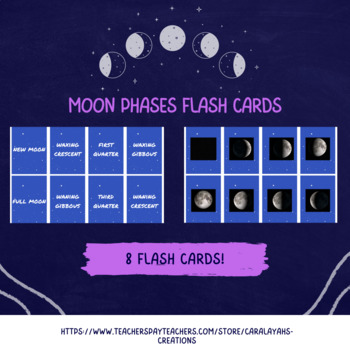 Preview of Printable Moon Phases Science Flashcards for 3rd and 4th grade
