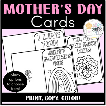 Preview of Printable Mother's Day Cards | Easy to Color Cards | No Prep May Spring Activity