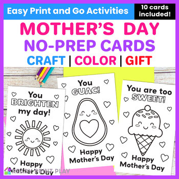 Preview of Printable Mother's Day Coloring Card | No Prep PreK Kindergarten Writing Craft