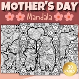 Printable Mothers Day Animals Mandala Coloring Pages Sheet