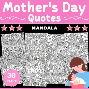Preview of Printable Mothers Day Quotes Mandala Coloring Pages -Fun Mother's Day Activities