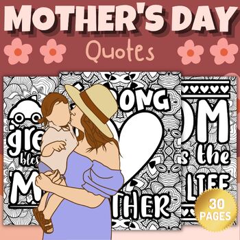 Preview of Printable Mothers Day Quotes Mandala Coloring Pages Sheets - Fun May Activities