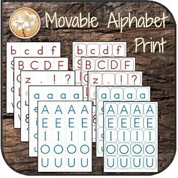 Preview of Printable Movable Alphabet with Lower Case and Capital Letters - Montessori