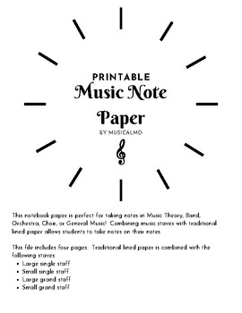 Preview of Printable Music Note-taking Paper