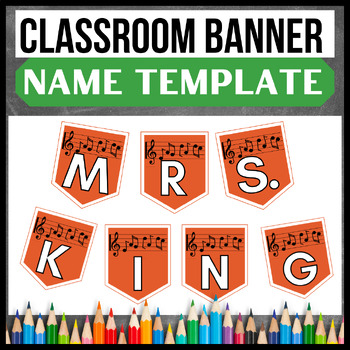 Preview of Printable Music Name Banner → Editable Bulletin Board Decor →All Letters
