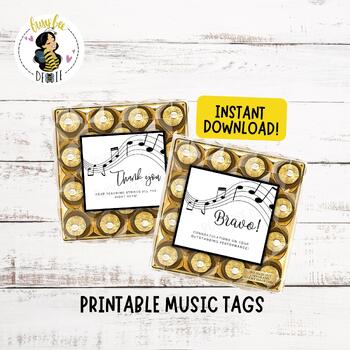 Preview of Printable Music Theme Gift Tags | Tags for Music Recital, Music Teacher