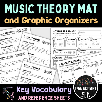 Preview of Printable Music Theory Reference Mat, Graphic Organizer and Glossary Sheets