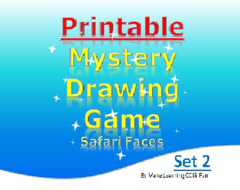 Preview of Printable Mystery Drawing Set 2 Safari Faces Elementary Fun Game