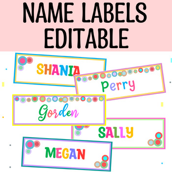 Printable Name Tags, Polka Dots Student Name Labels, Editable Classroom ...