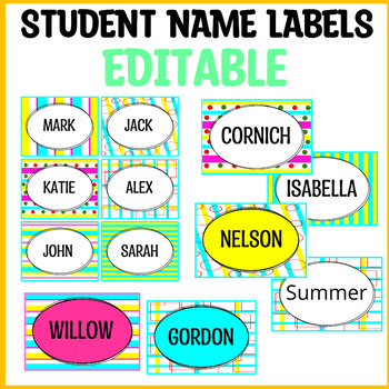 Printable Nametags, Editable Name Tags, Student Name Plates, Classroom ...