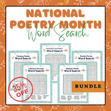 Printable National Poetry Month Fun Word Search Games Bundle