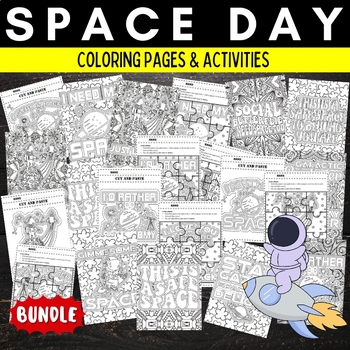 Preview of Printable National Space day Quotes Activities & Games BUNDLE