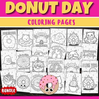 Preview of Printable National doughnut Coloring Pages Sheets - Fun  Donut Day Activities