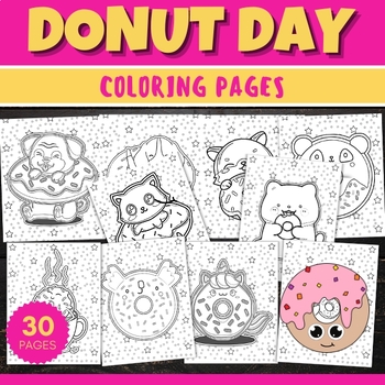 Preview of Printable doughnut Coloring Pages Sheets - Fun Donut Day Activities