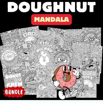 Preview of Printable National doughnut Mandala Coloring Pages - Fun Donut Day Activities