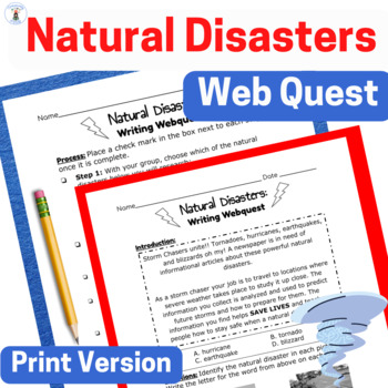 Preview of Natural Disasters Informational Writing Webquest Print and Easel Version