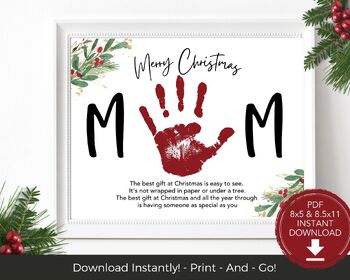 Gift for Mom Christmas Handprint Craft - Christmas Keepsake Gift