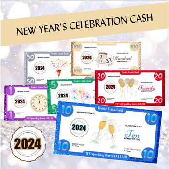 Preview of Printable New Year's Currency, DIY New Year Bills, Fun Festive Cash