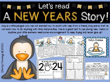 Preview of Printable New Years Book and Story: Comprehension and Writing Resources