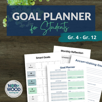 Preview of Printable No Prep Goal Setting Planner with SMART Goals with BONUS Bookmarks