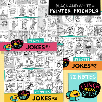 Preview of Printable Notes {Lunch Box Smiles} Jokes BUNDLE 1