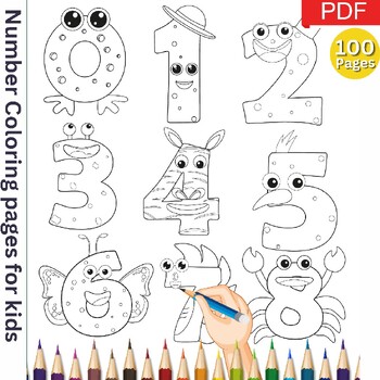 Preview of Printable Number Coloring Pages Coloring Sheet Activity For Kids 100 Page