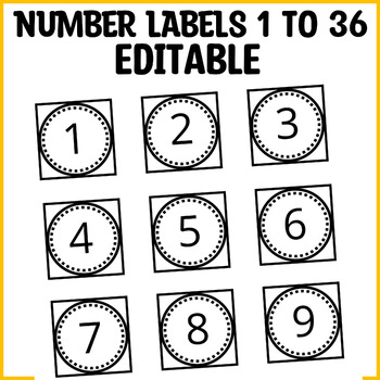 Preview of Printable Number Labels 1 to 36, Back to School Number Labels, Lockers Labels