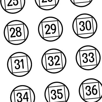 Printable Number Labels 1 to 36. Black and White Number Labels, Number Tags
