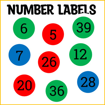 Printable Number Labels 1 to 45,Circle Number Labels, Small Circle Number  Labels