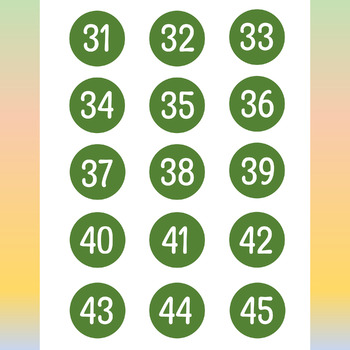 Printable Number Labels 1 to 45,Circle Number Labels, Small Circle Number  Labels
