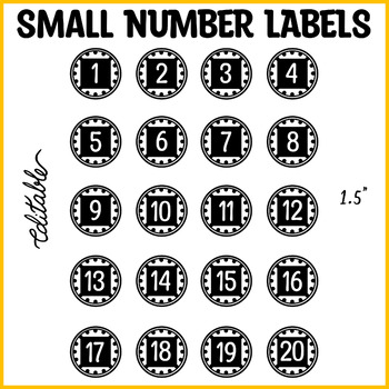 Preview of Printable Number Labels 1 to 40. Black and White Number Labels, Number Tags
