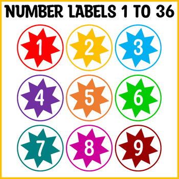Preview of Printable Number Labels, Bright Colorful Number Labels, Editable Numbers