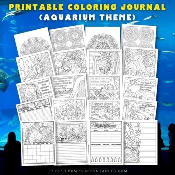 Preview of Printable Ocean & Aquarium Themed Planner Journal to Color