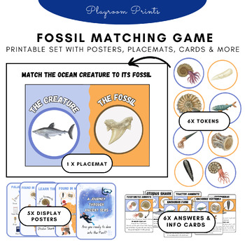 Preview of Printable Ocean Fossil Matching Game - Palaeontology Activity for Kids!