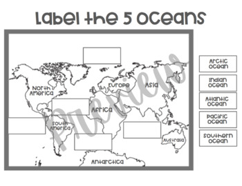 Preview of Printable Oceans Worksheet | Cut and Paste